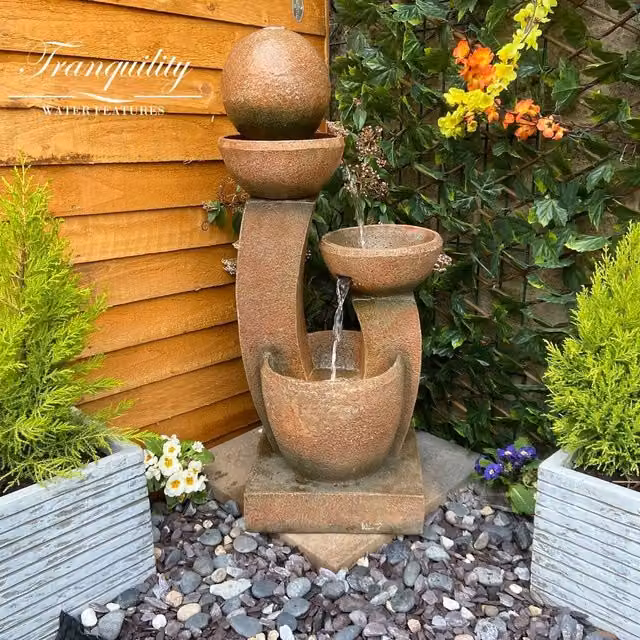Tranquility Companion Solar Powered Freestanding Cascade Water Feature in Grey Antique Stone