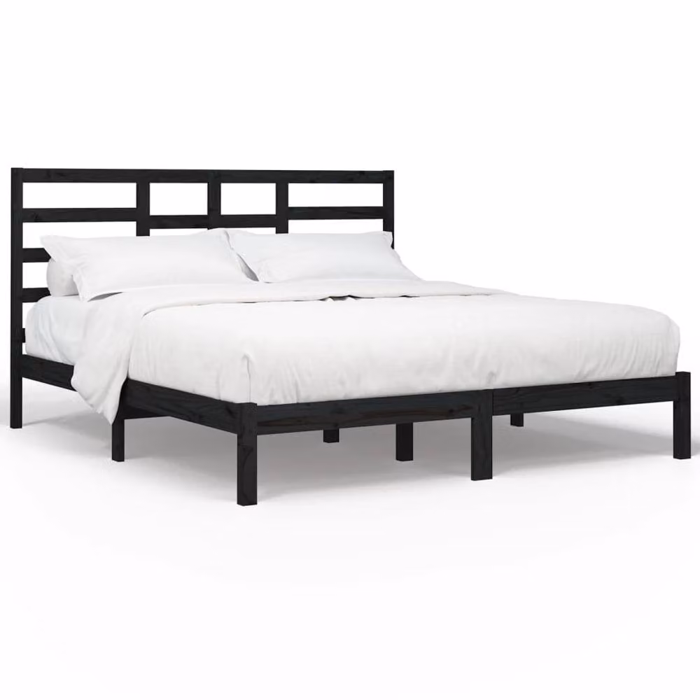 Berkfield Home Beautiful Bed Frame in Black Solid Pine Wood, W/D/H: 200 x 104 x 206 cm – 3