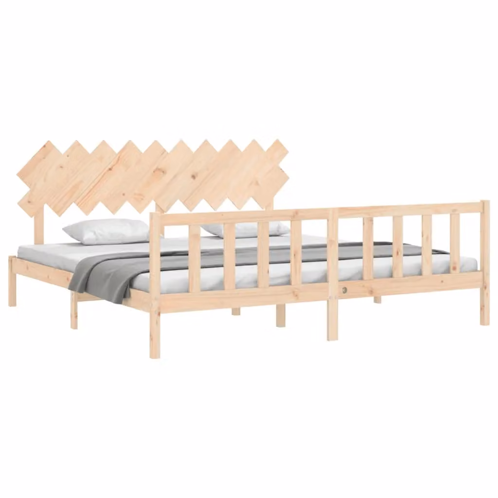 Berkfield Home Solid Wood Bed Frame with Headboard in Brown, 200 x 200 cm – 2