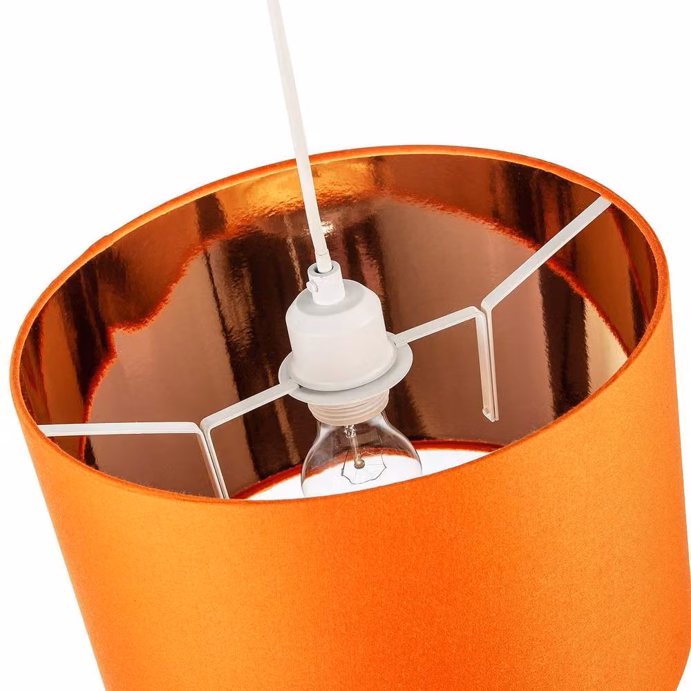 Happy Homewares Contemporary Orange Cotton Cylinder Lamp Shade for Table Base or Pendant Lights, Diameter: 30 cm – 3