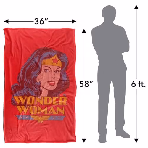 LOGOVISION DC Originals Wonder Woman Silky Touch Super Soft Fleece Throw Blanket, Multicolour, W: 91.44 cm x L: 147 cm – 4