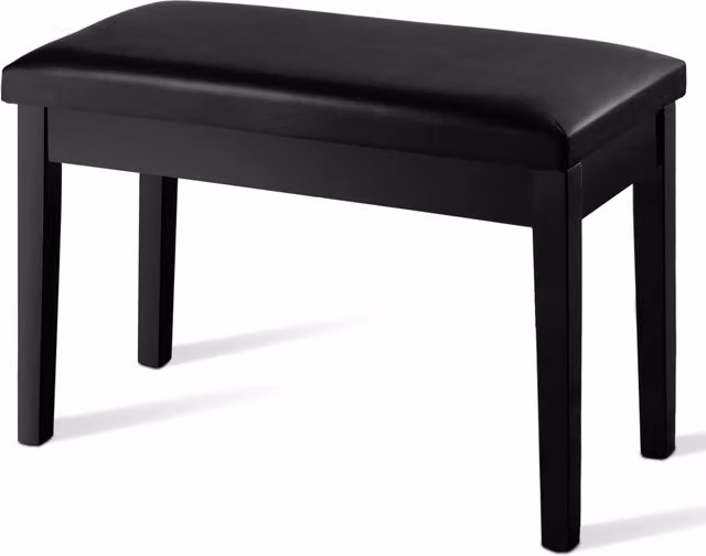 Costway 2-in-1 Black PU Leather Piano Bench with Double Duet Seat and Padded Music Storage – 1