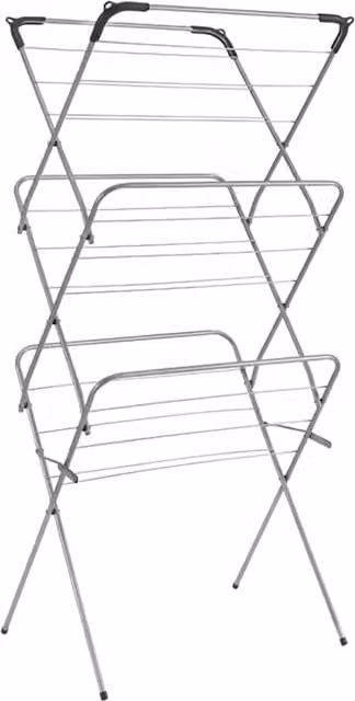 Metaltex 3-Tier Extra Slim Concertina Laundry Clothes Airer Dryer in Silver