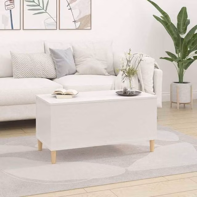 Berkfield Home Decorative Coffee Table in High Gloss White, W/D/H: 90 x 44.5 x 45 cm