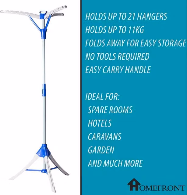 Homefront Portable Rotary Tripod Clothes Airer, Silver, Height: 159 cm