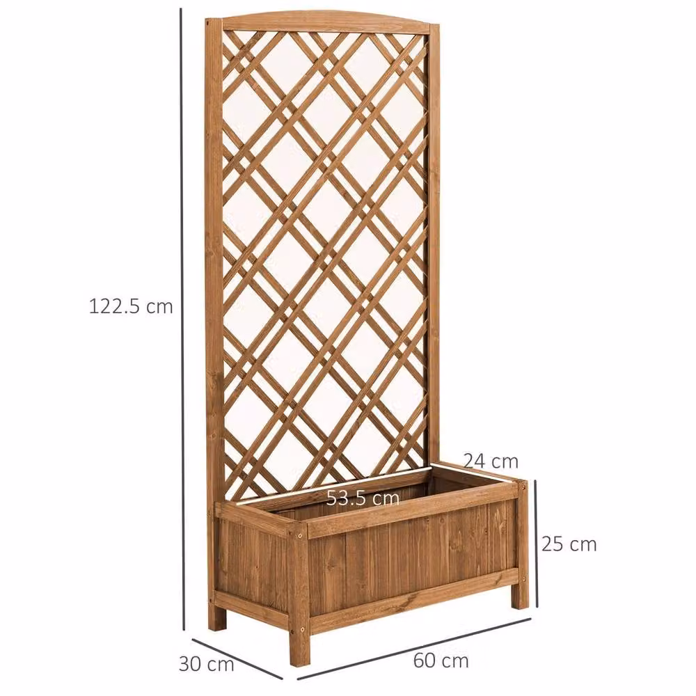 KORVIXA Wooden Raised Garden Bed with Trellis in Brown, W/D/H: 122.5 x 53.5 x 30 cm – 2