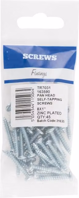Hiatt Self Tapping Slotted Pan Head Zinc Plated Steel Screw, Silver