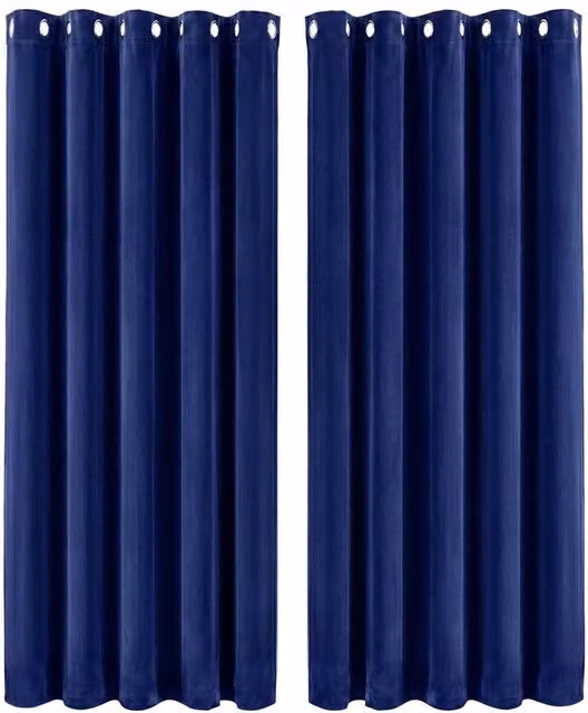 VOGREX Blue Velvet Thermal Blackout Eyelet Curtains