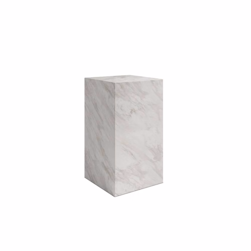 Wyld Haus Dingle White Marble Effect Small Pedestal Side Table – 2