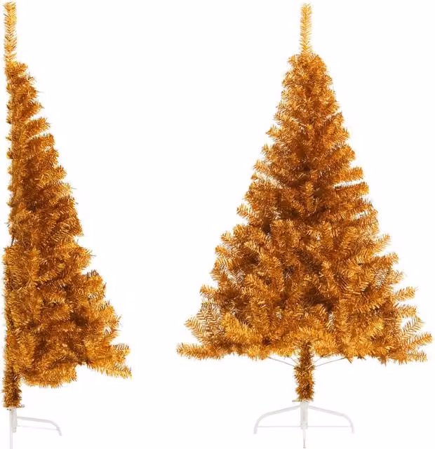 Berkfield Home Gold Artificial Half Christmas Tree with Stand, Height: 120 cm – 1