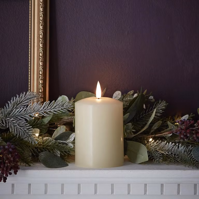 TruGlow Ivory LED Pillar Candle, Beige, H 10 cm x W 10 cm x D 10 cm