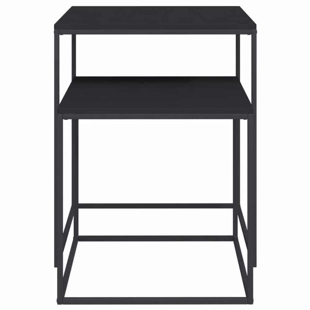 Berkfield Home 2-Piece Nested Coffee Table Set in Black with Engineered Wood and Metal – 4