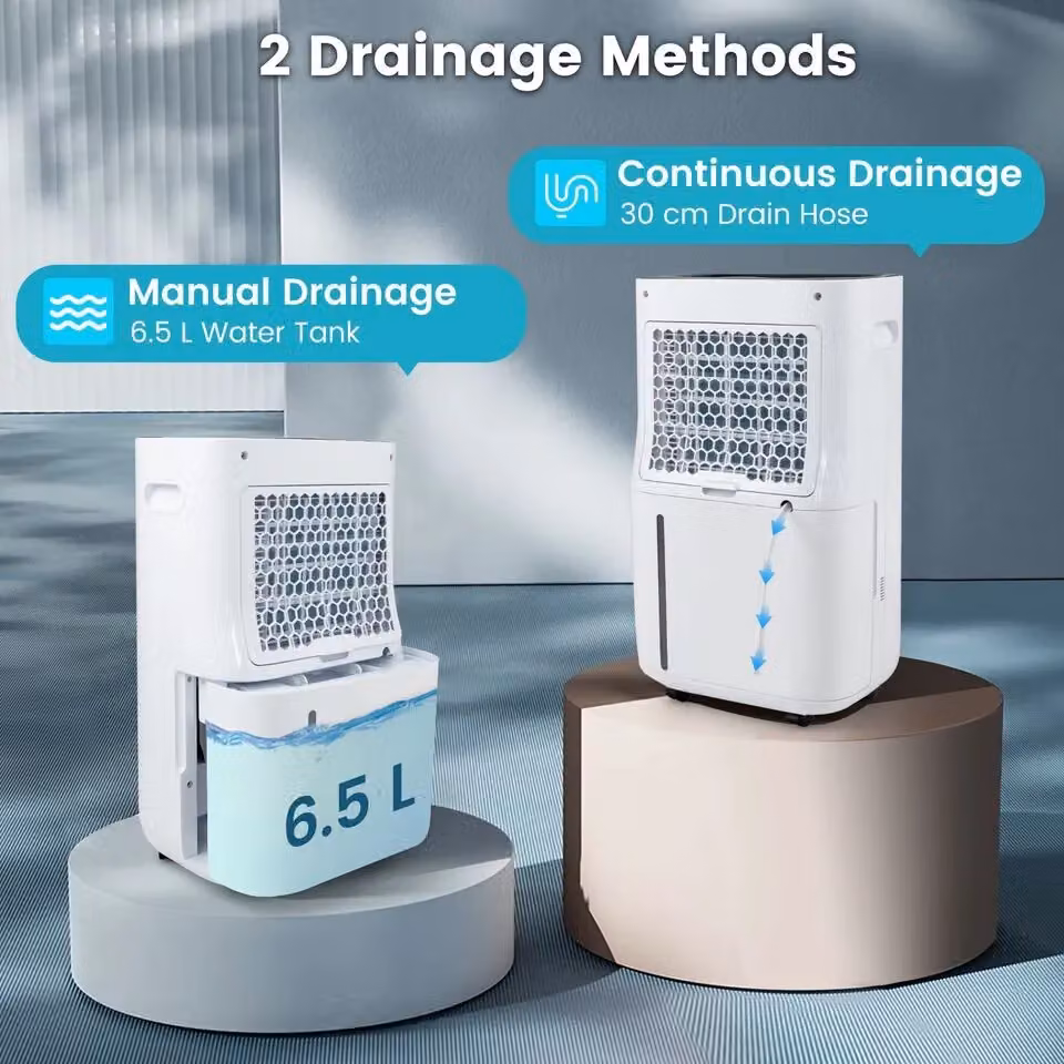 Costway Portable Electric Dehumidifier in White, 40L/Day Capacity with Continuous Drain, Timer and Sleep Mode – 5