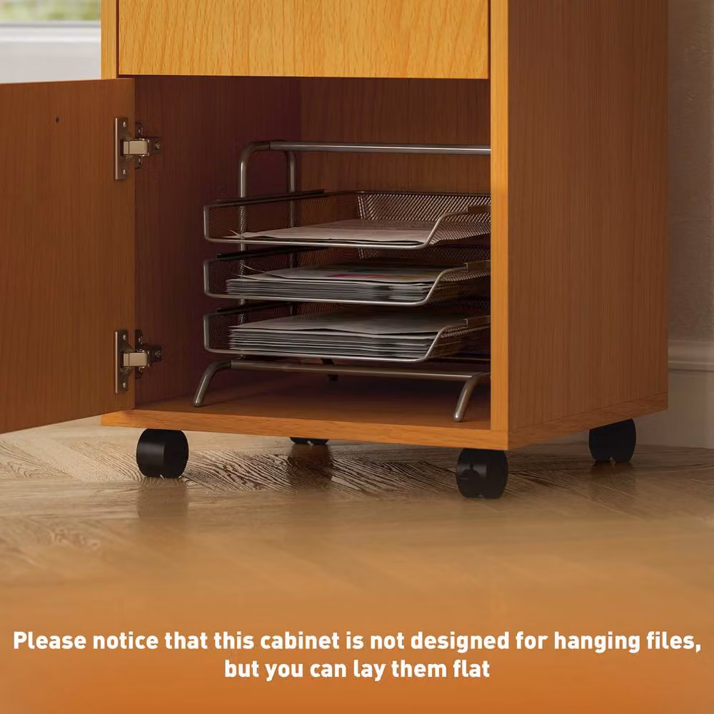 STILVORA Modern Filing Cabinet with Drawer and Shelf in Brown and Beige – 5