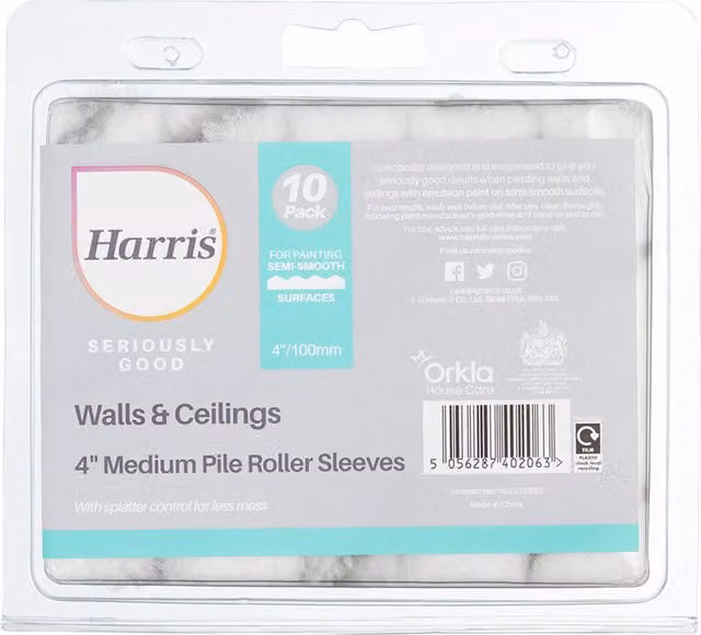 Harris Seriously Good Walls and Ceilings Refill Sleeves with Frame, White, 10.16 cm