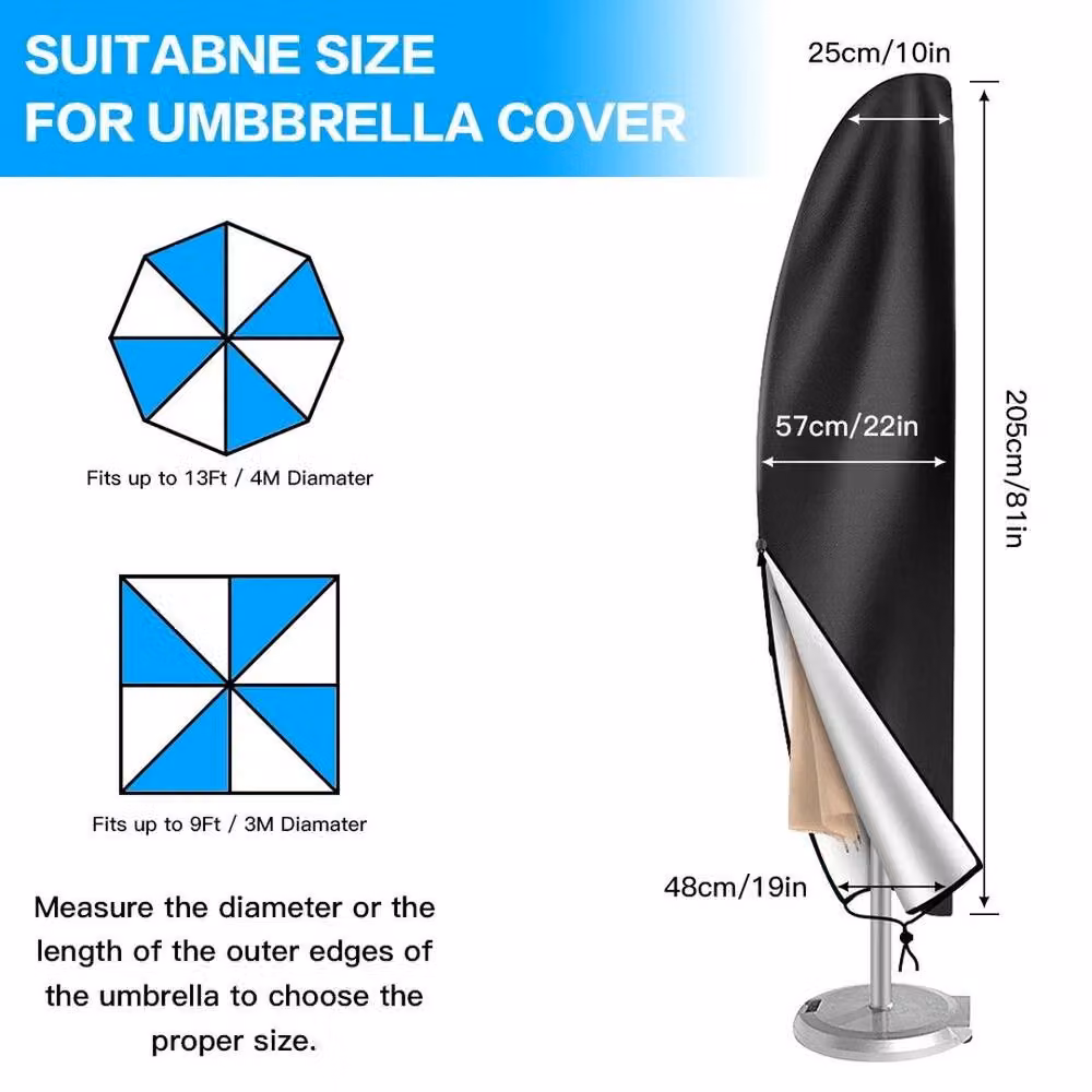 EONLION Black Polyester Cantilever Parasol Cover for 265cm Banana Umbrellas, Diameter: 100 cm – 1