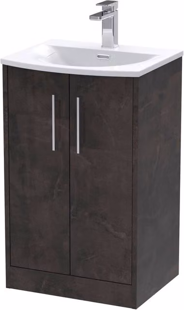 Balterley Winshill Contemporary 2 Door Wall Mounted Bathroom Vanity Basin Unit, Grey, Width: 50 cm
