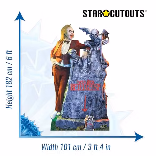 Star Cutouts SC4512 Beetlejuice with Tombstone Lifesize Cardboard Cutout, Multicolour, Height: 182 cm – 3