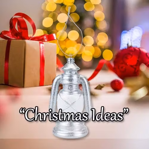 VFM e-Store White and Silver Glitter Lamp Christmas Tree Ornament, H 15.5 x W 8 x D 6.5 cm – 5