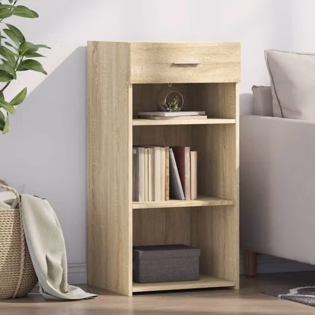 Berkfield Home Sonoma Oak Sideboard in Brown and Beige, W/D/H: 45 x 42.5 x 93 cm