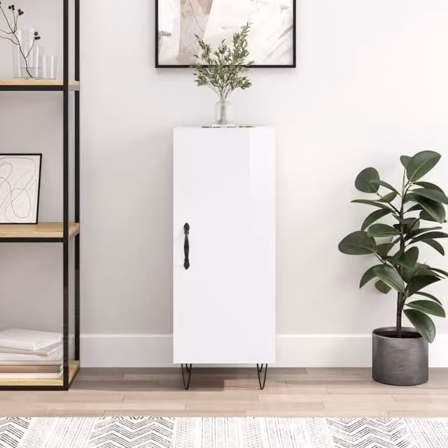 Berkfield Home High Gloss White Sideboard, W/D/H: 34.5 x 34 x 90 cm