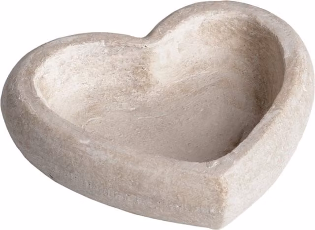 Hill Interiors Antique Stone Heart Bowl in Beige