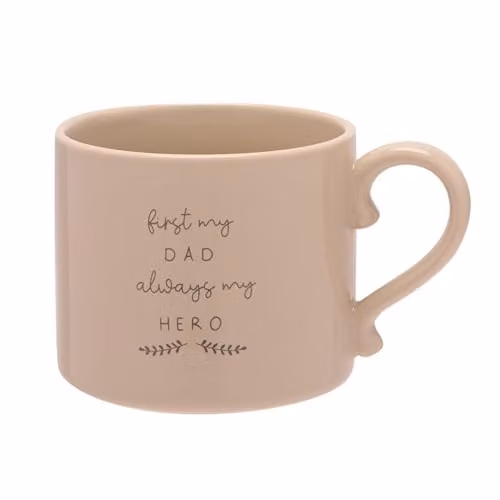 Widdop and Co Dad My Hero Stoneware Ceramic Mug in Brown and Beige