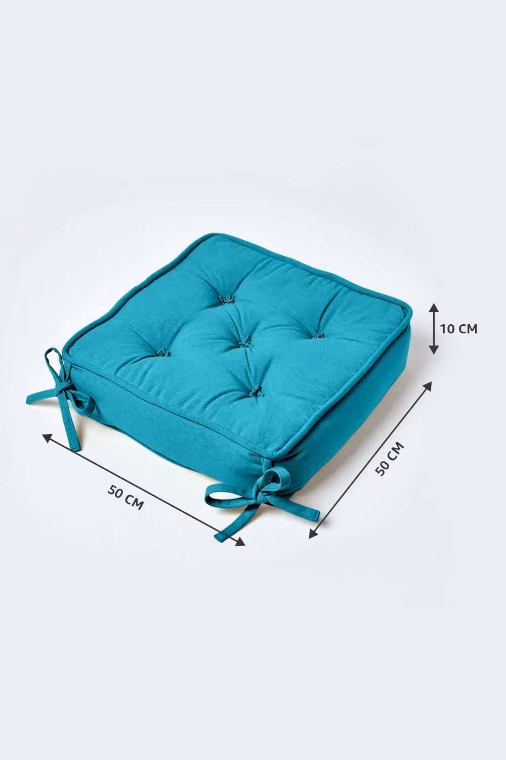 Homescapes Teal Cotton Dining Chair Booster Cushion, W/D/H: 40 x 40 x 10 cm – 2