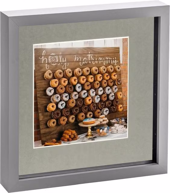Nicola Spring Grey 3D Box Photo Frame with 6x6 inch Mount and 10x10 inch Dimensions
