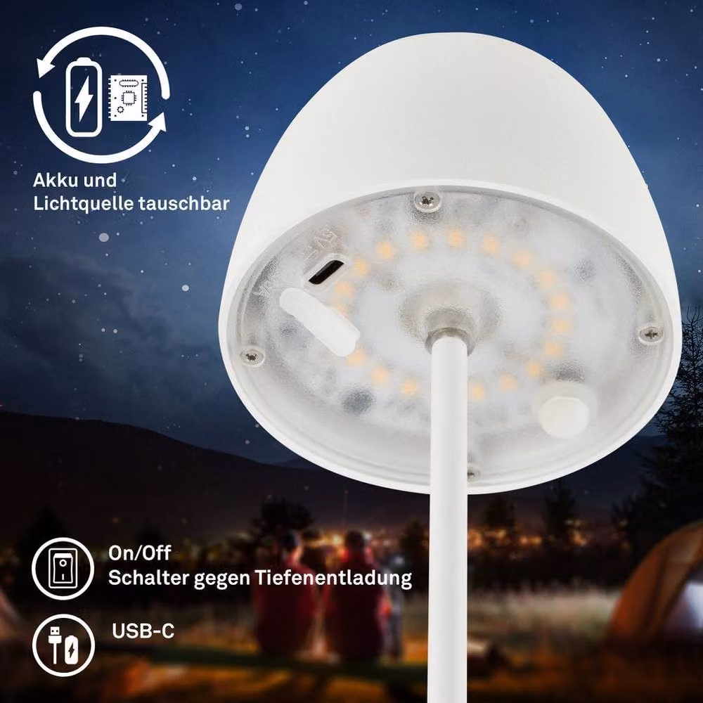 Briloner Pack of 2 Mini White LED Rechargeable Table Lamps with Dimmable Warm White Touch Control – 5