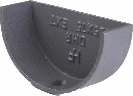 Hargreaves Premier Cast Iron Deep Half Round Gutter External Stopend, 125mm, Grey
