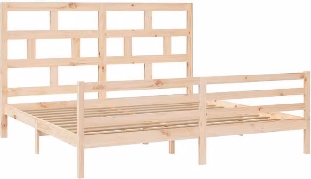 Berkfield Home Beautiful Solid Wood Pine Bed Frame, Beige, 200 x 200 cm