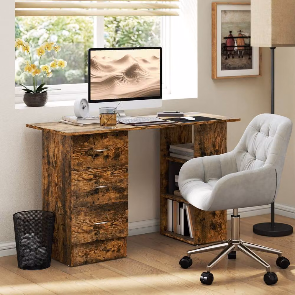 Wyld Haus Lomoto Writing Desk in Rustic Brown, W: 120 cm, H: 72 cm – 3