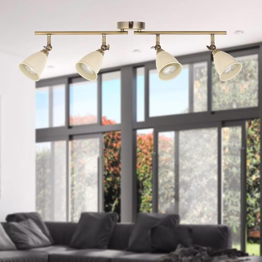 First Choice Lighting Lincoln 4 Way Adjustable Ceiling Spotlight in Bronze and Beige – 2