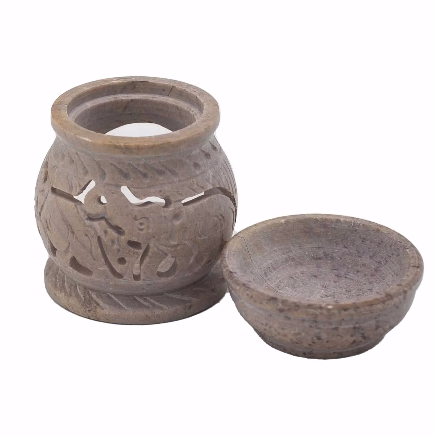 KDMD Grey Elephant Soapstone Oil Burner for Tealights, 8 cm – 2