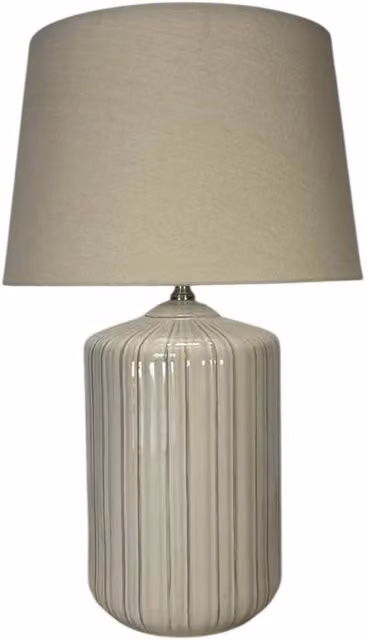 Minster Stylish Living Ltd Large Stone Look Ceramic Table Lamp with Shade in Beige, W/D/H: 23 x 23 x 47 cm