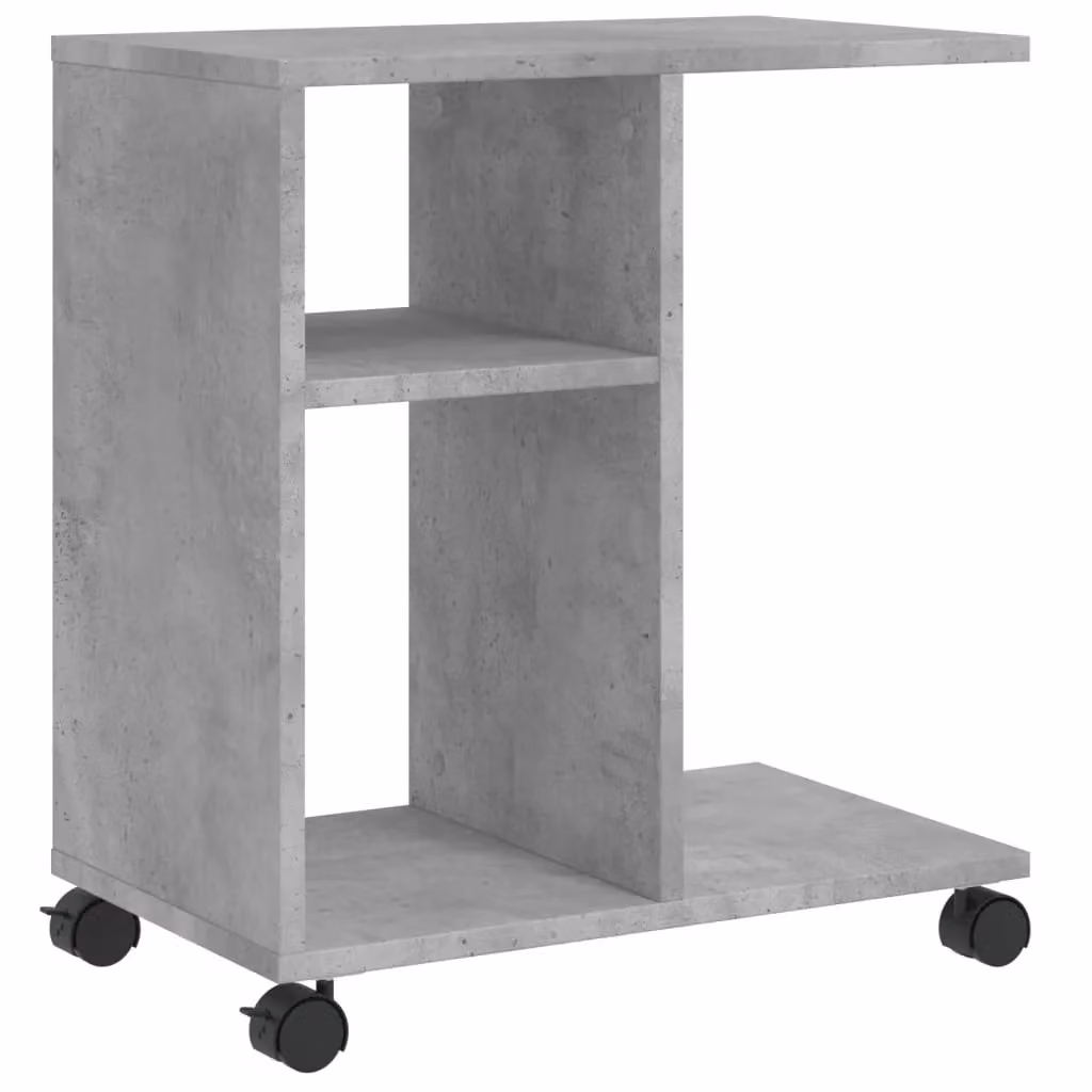 Berkfield Home Side Table with Wheels in Concrete Grey, W/D/H: 50 x 30 x 55 cm – 2
