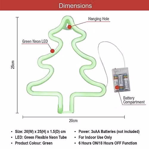 The Christmas Workshop LED Neon Christmas Tree Indoor Light Up Decoration in Green – 2