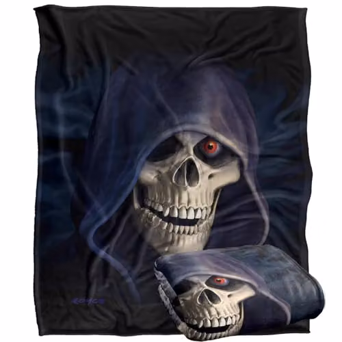 JQ Licensing Royce Mcclure Grim Reaper Silky Touch Super Soft Fleece Throw Blanket, White, W/D/H: 152 x 127 cm – 1