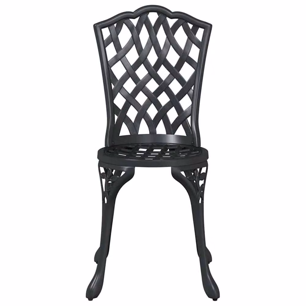 Berkfield Home 3 Piece Black Cast Aluminium Garden Bistro Set – 3