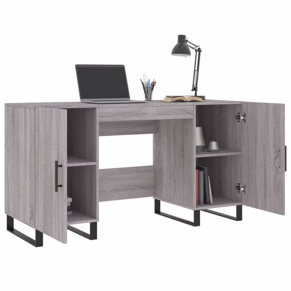 Berkfield Home Grey Sonoma Writing Desk in Engineered Wood, W: 140 cm, D: 50 cm, H: 75 cm – 3