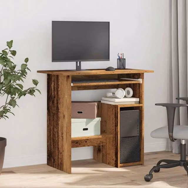 Berkfield Home Elegant Writing Desk in Brown Engineered Wood, W/D/H: 80 x 45 x 74 cm – 1