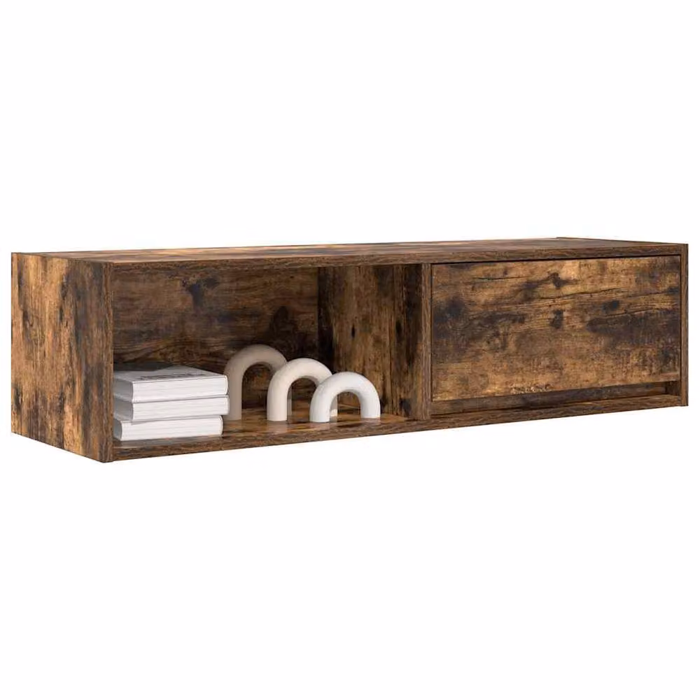 Berkfield Home Set of 2 Smoked Oak TV Cabinets in Brown, W/D/H: 100 x 31 x 25.5 cm – 3