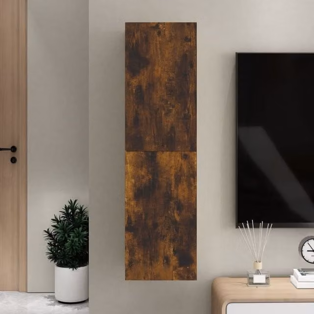 Berkfield Home Wall-mounted TV Cabinet in Smoked Oak Brown, W/D/H: 110 x 30.5 x 30 cm