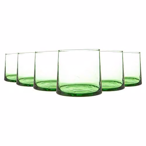 Nicola Spring Merzouga Green Glass Tumblers, 200ml, Pack of 6 – 1