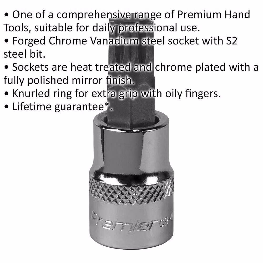 Loops M10 Forged Spline Socket Bit 3/8 Inch Square Drive Silver Steel Wrench Socket – 2