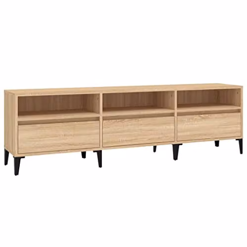 vidaXL Classic TV Cabinet in Brown Oak, W/D/H: 150 x 30 x 44.5 cm