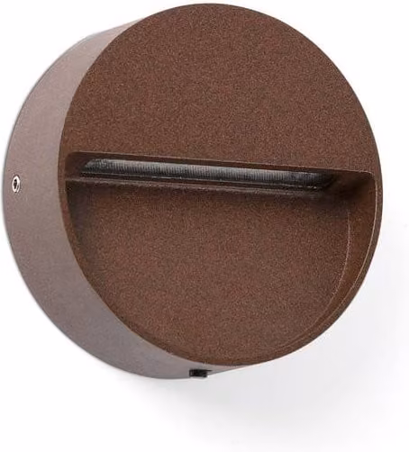 Netlighting Dune Round LED Outdoor Flush Wall Lamp in Rust Brown, IP65, Up and Down Lighting