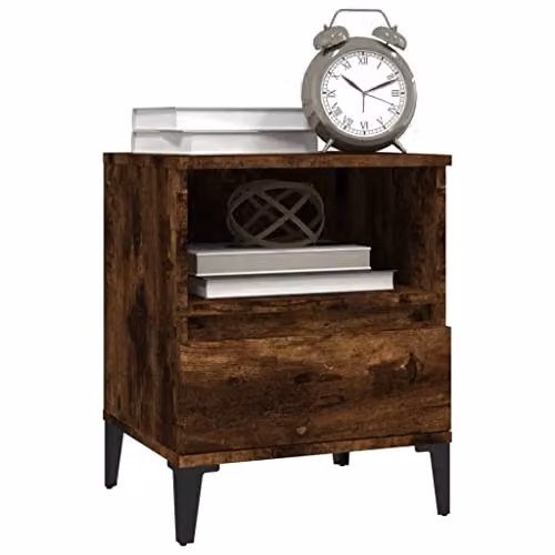 vidaXL Set of 2 Smoked Oak Bedside Cabinets, Brown, W: 40 cm, D: 35 cm, H: 50 cm – 4