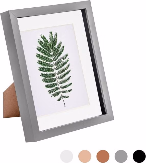 Nicola Spring Grey Rectangular 3D Box Photo Frame with 5x7 inch Mount